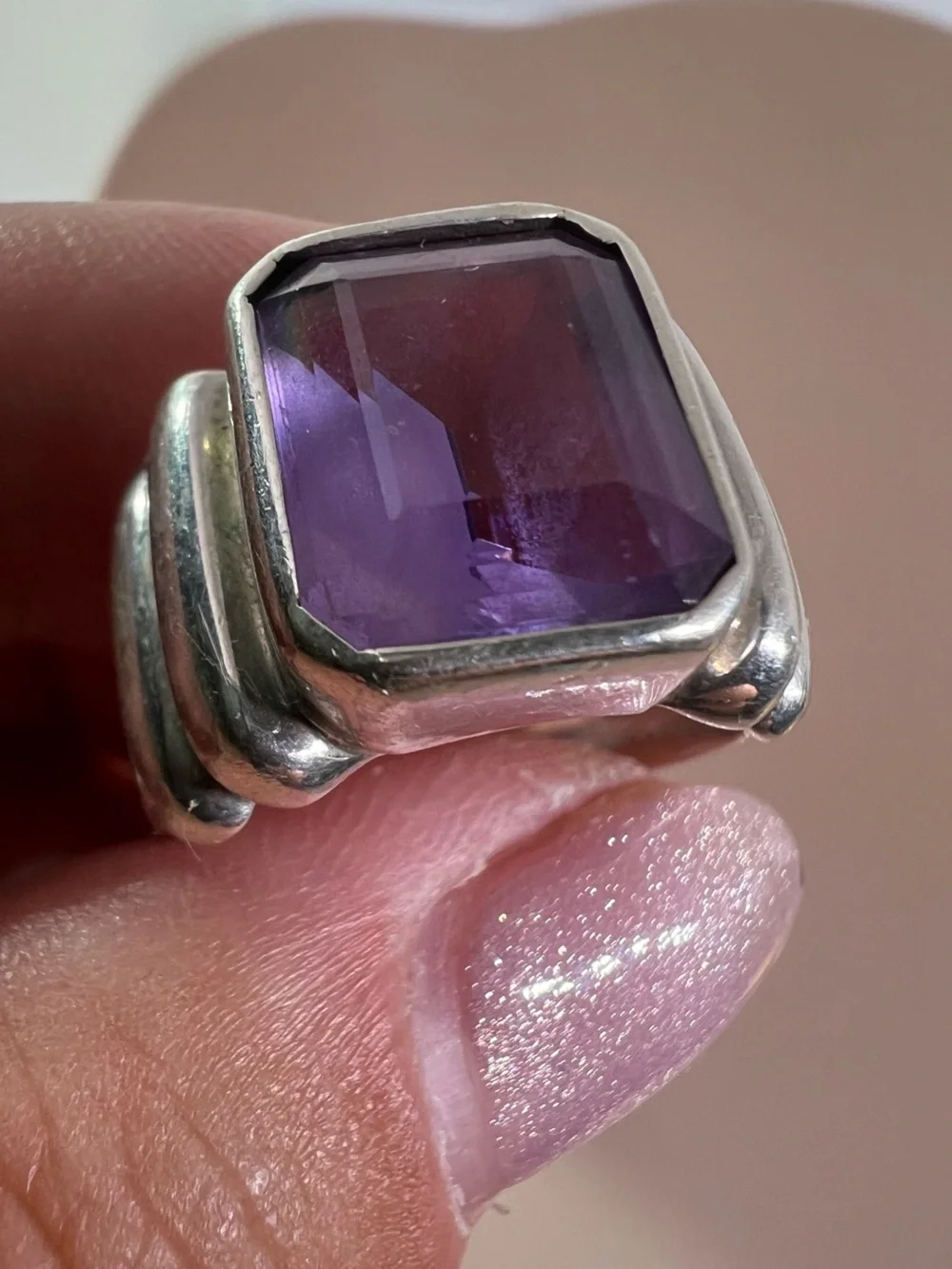 Sterling Silver Amethyst Statement Ring